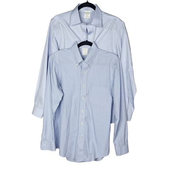 Brooks Brothers Set of 2 15.5 Neck 33 Sleeve Blue Supima Cotton Button Down - Picture 1 of 14